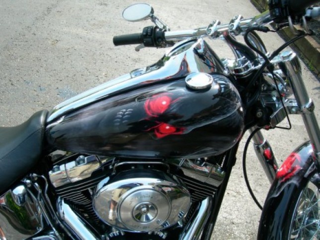 Vinyl Wrapped Harley Davidson Motorcycle Tank